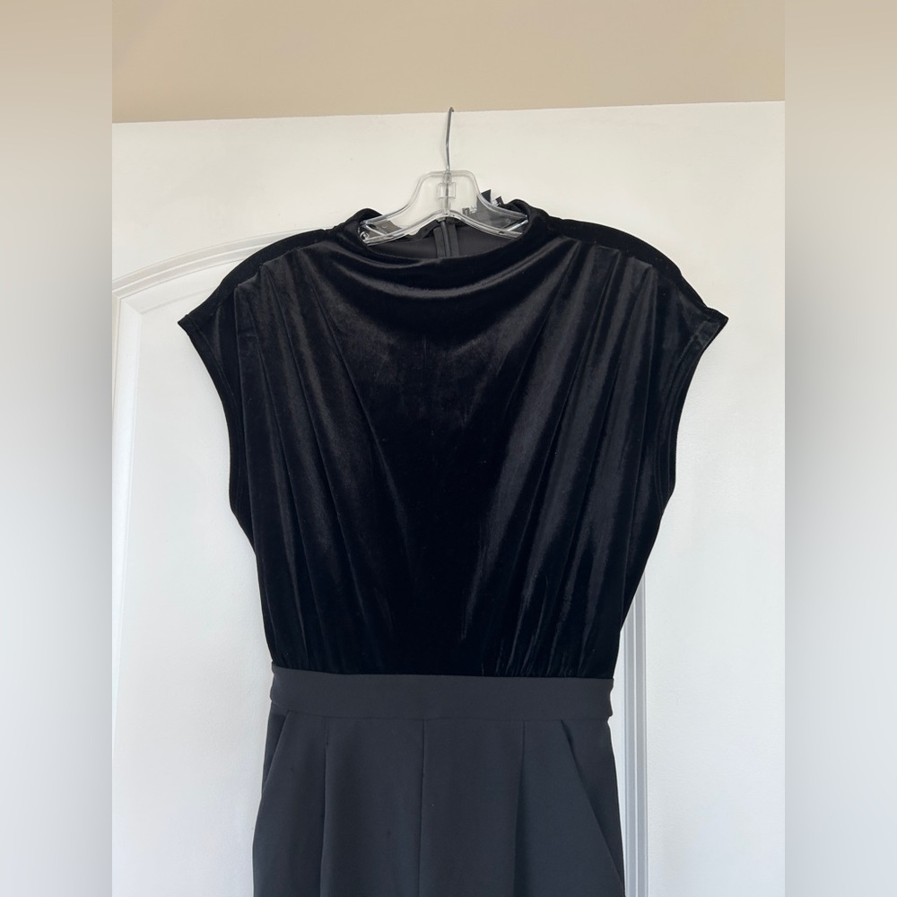 Express Jumpsuit Midnight Black Velvet Drape Top